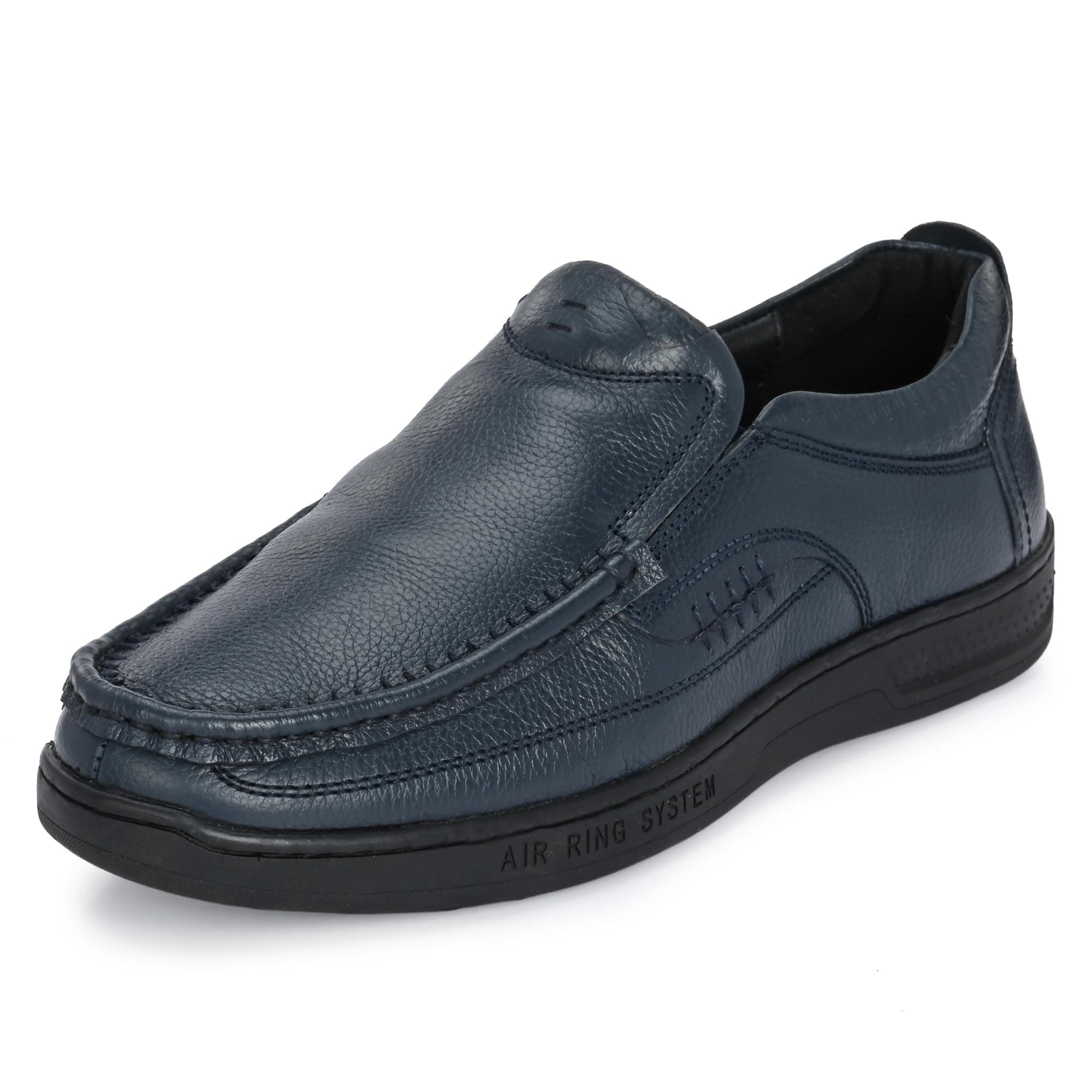 Blue Leather by Centrino Genuine Leather Men's Formal Slip on Loafers |Comfort Trendy Non Lace-Up Design |Flexible Mocassins |Leather with Anti-Skid Sole |Perfect for Walking & Business Work (3943)