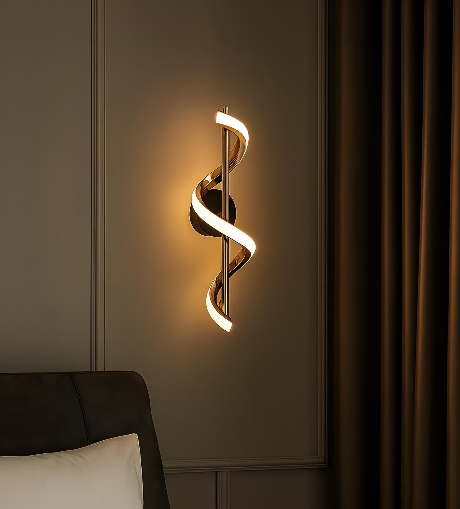 FILLISKA Luxurious LED Wall Lamp for Home with Adjustable Colour Changing Function (FrenchGold Spiral-5255)(1 Year Warranty)