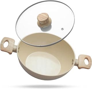 Lifelong Forged Kadhai 24cm Glass Lid | 2.5L, 1.3Kg | Ceramic Coated | Gas & Induction Compatible | Even Heat Distribution,Teflon Free, Non-Stick, & Durable | Perfect for Cooking, Searing & Stewing