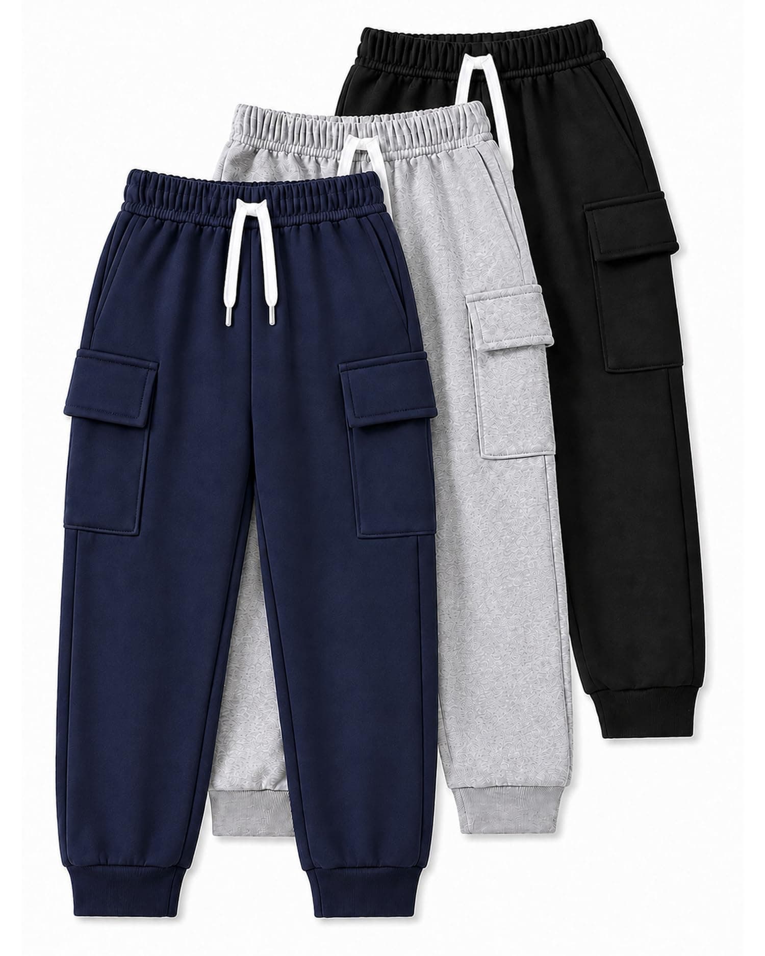 Kuchipoo Boys 4 Pockets Cargo Joggers - Pack of 3