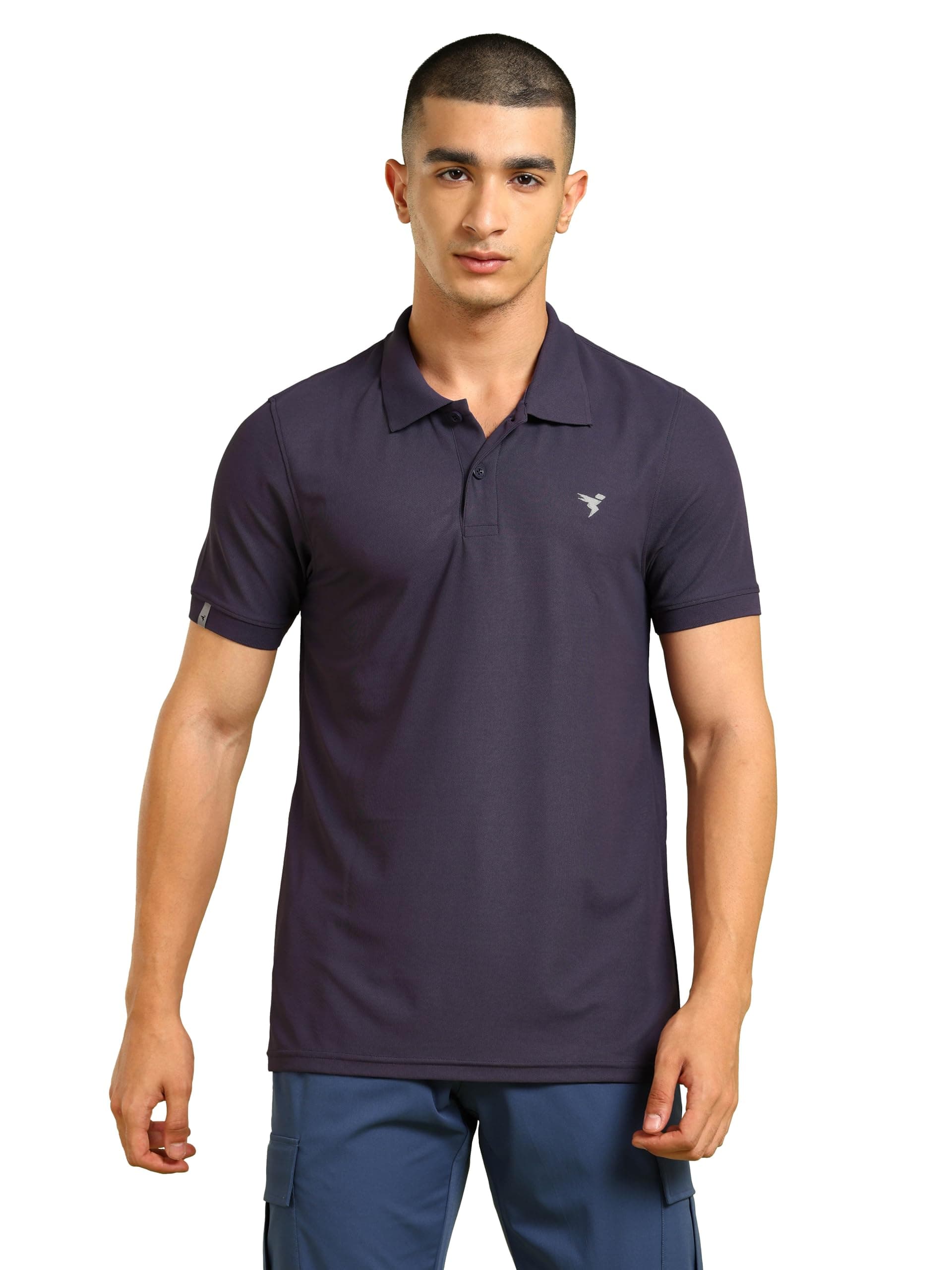 TECHNOSPORT Men's Slim Fit Half Sleeve Polo T-Shirt with Collar, MATPIQ Quick Dry Moisture Wicking Polo Tee for Gym Sports Golf and Casual Wear