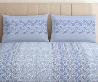 Spaces Welspun Ease 120 TC 100% Cotton Floral Print Double Bedsheet with 2 Pillow Covers – Soft Feel, Easy Care & Skin Friendly – 224X254 Cm – Light Violet