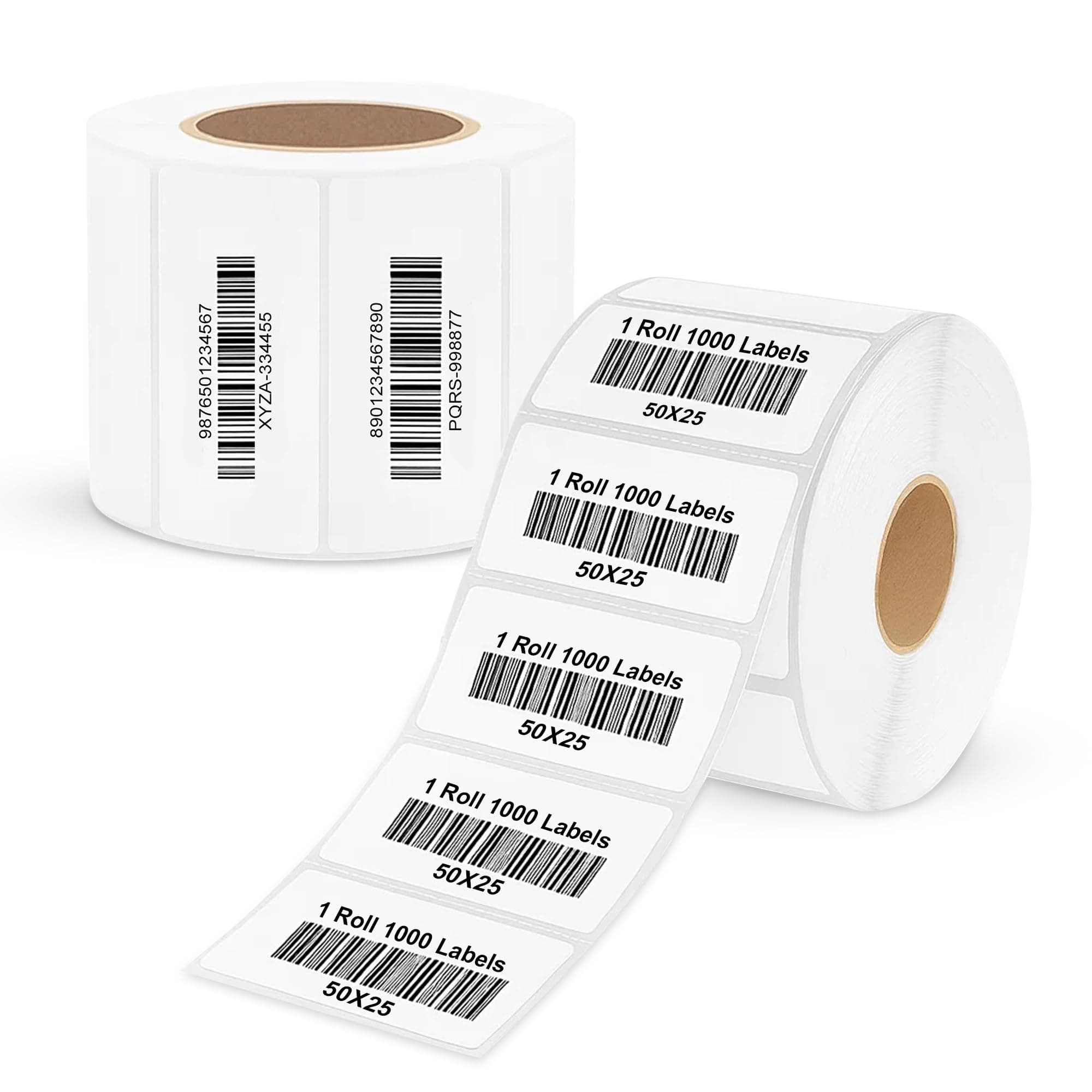 Direct Thermal Sticker Labels 50x25mm (2x1 Inch) – Barcode & MRP Label Roll, 1000 Labels Per Roll, Pack of 2 for Billing & Retail Use