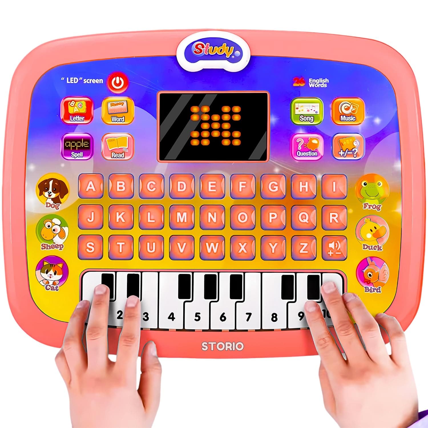 Storio Learning Educational Computer Kids Piano Laptop with Led Screen & Music | Fun Activities Toy Computer Tablet for Kids Toddlers 1 2 3 4 5 6 + Year Old Boy and Girls, Multicolor