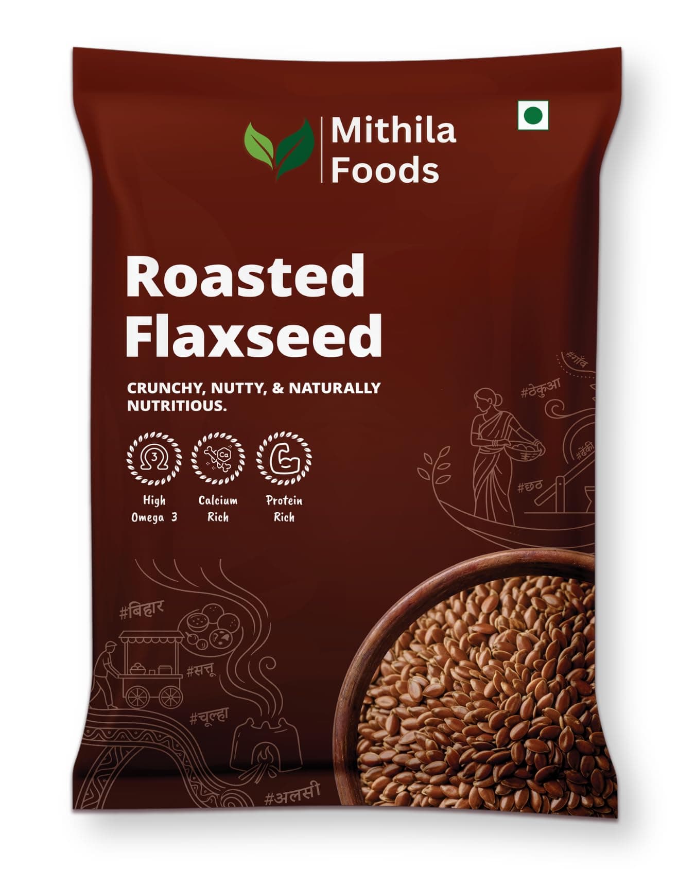MITHILA FOODS 200g Premium Roasted Flax Seeds | Omega-3 & High Fibre Alsi Beej for Hair Growth | Protein-Rich Tisi for Weight Loss & Heart Health | 100% Natural Seeds | Authentic Superfood from Bihar