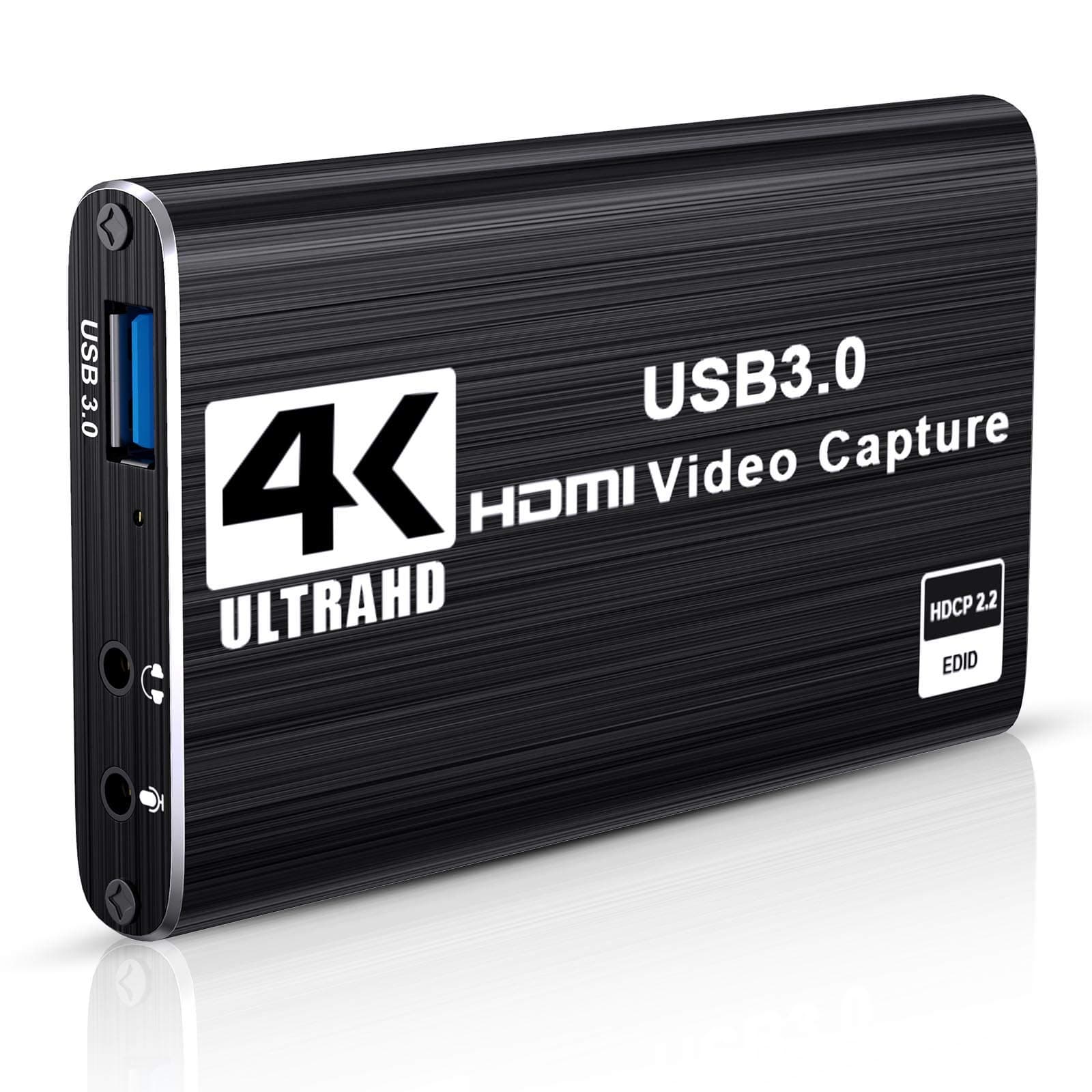 ETZIN Audio Video Capture Card, 4K HDMI to USB 3.0 Capture Card 1080P 60fps Live Streaming Game Recorder Device Compatible with PS4, Nintendo Switch, Xbox, Camcorder