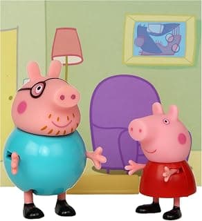 Peppa Pig and Daddy Pig Twin Figure Fun Pack Animal Figure Set with Two Poseable Figures and a Scene Card, Preschool Toy for Girls and Boys Ages 3 Birthday Gift Toys for Kids