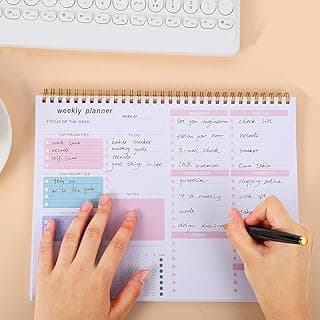 Accuprints Weekly Planner Notepad with 52 Undated Sheets（8.5"×11"）- Weekly Desk Planner Pad with Spiral Binding for Women & Man, Office (Multicolor Planner)
