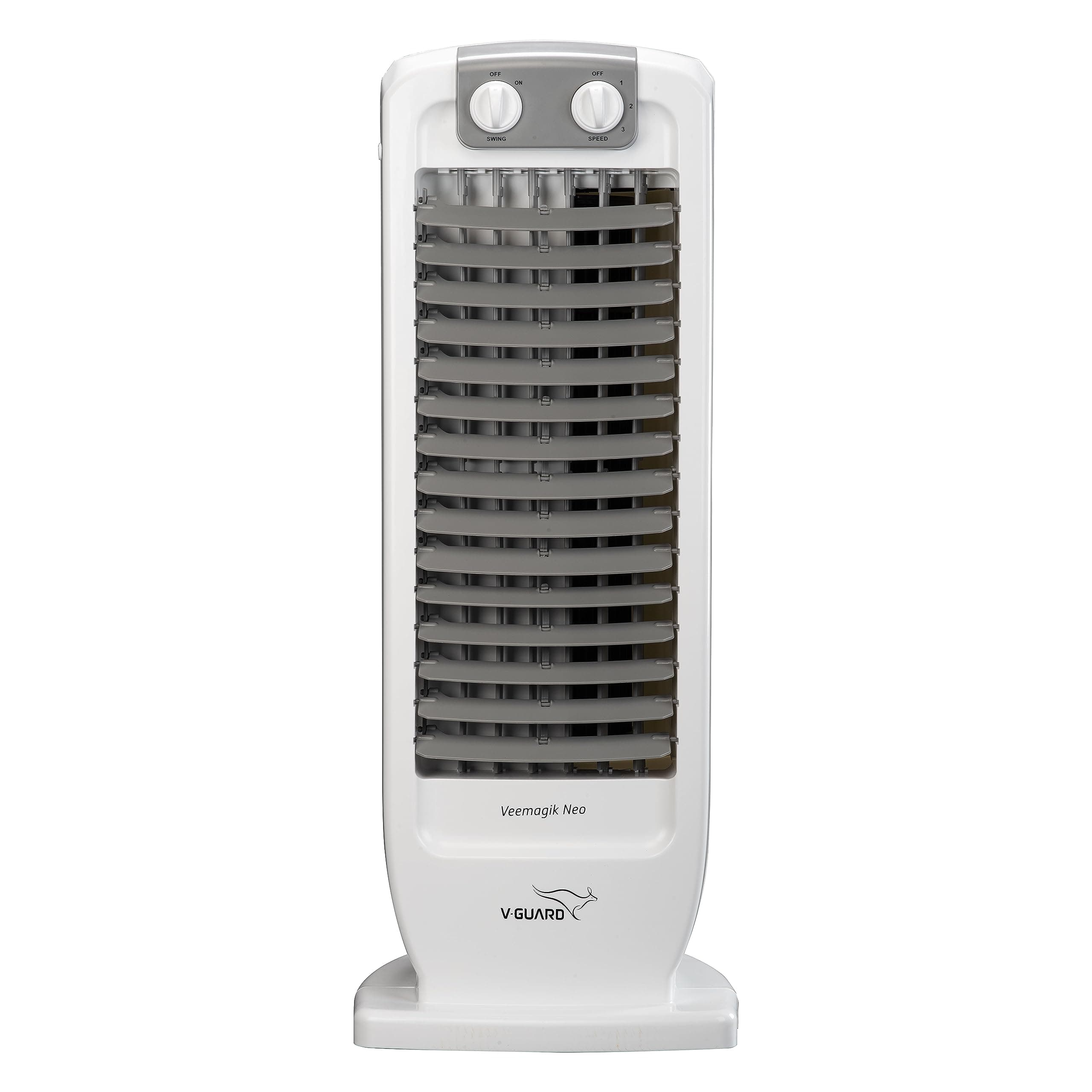 V Guard Veemagik Neo 17 (43.5cm) Tower Fan | 1300 RPM | 2401 CFM Air Flow | (Grey White) | 18-Months Warranty