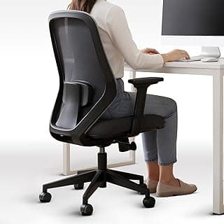 Frido Glide Ergonomic Office Chair with Height Adjustable Lumbar Support | Breathable Mesh Back | 2D Adjustable Armrests | Home & Work Desk Chair for Long Sitting Hours | 100 kg Capacity | Black |