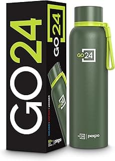 Insulated Water Bottle 1 LTR, Stainless Steel Leak Proof Flask, 24 Hours Hot & Cold, BPA Free Bottle for Gym, Office, Travel, 2-Year Warranty |Bravo 1000| Military Green