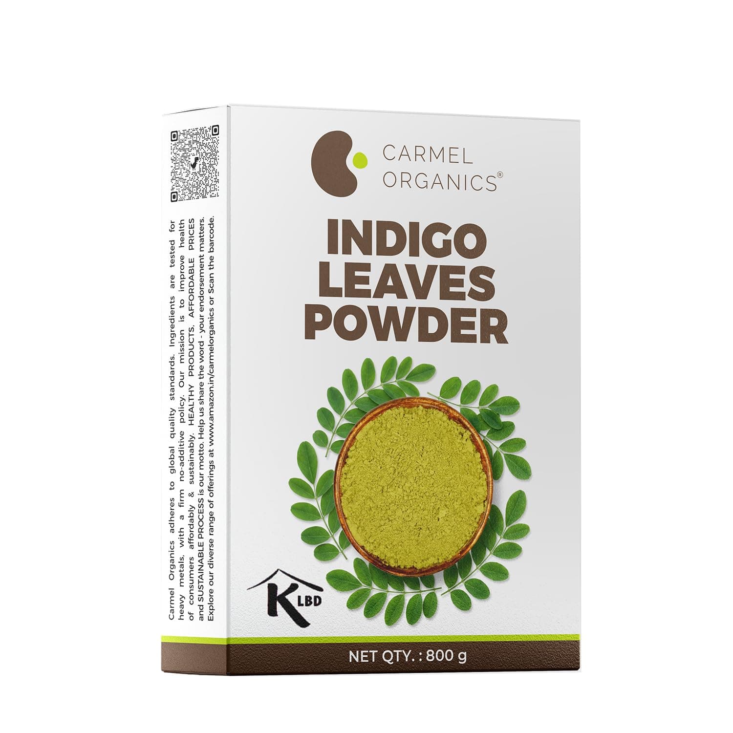CARMEL ORGANICS Indigo Leaves Powder 800 Grams | Natural Hair Colorant, For Black/Brown Hair, Includes Gloves & Hair Cap, No Added Colors or Preservatives, Avuri Akulu