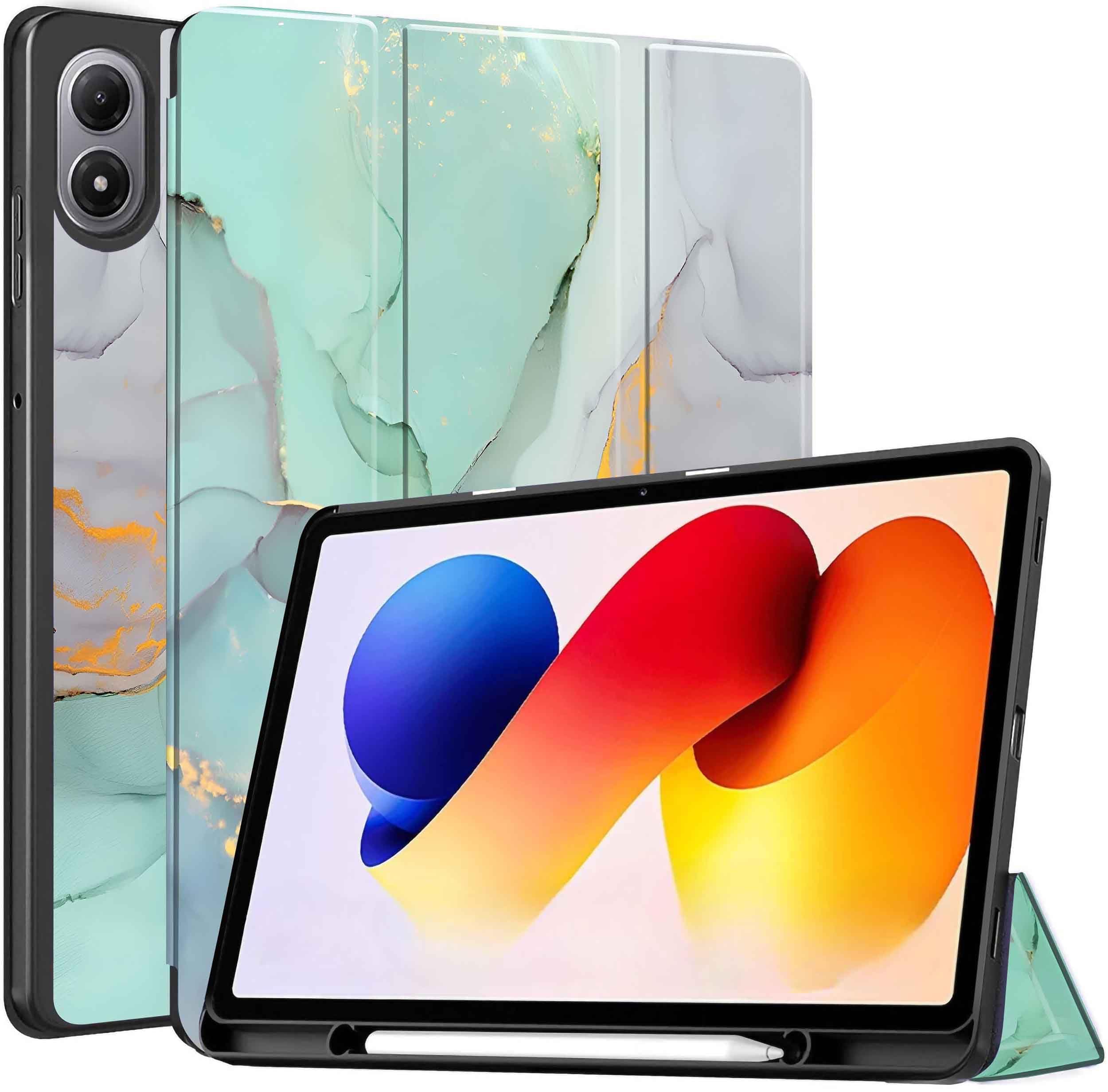 ProElite Cover for Xiaomi Redmi Pad 2 Pro 12.1 inch Case, Soft Flexible Flip Case Cover for Xiaomi Redmi Pad 2 Pro 12.1 inch with Pen Holder, Support Auto Sleep Wake, [Recoil Series] - Marble Green