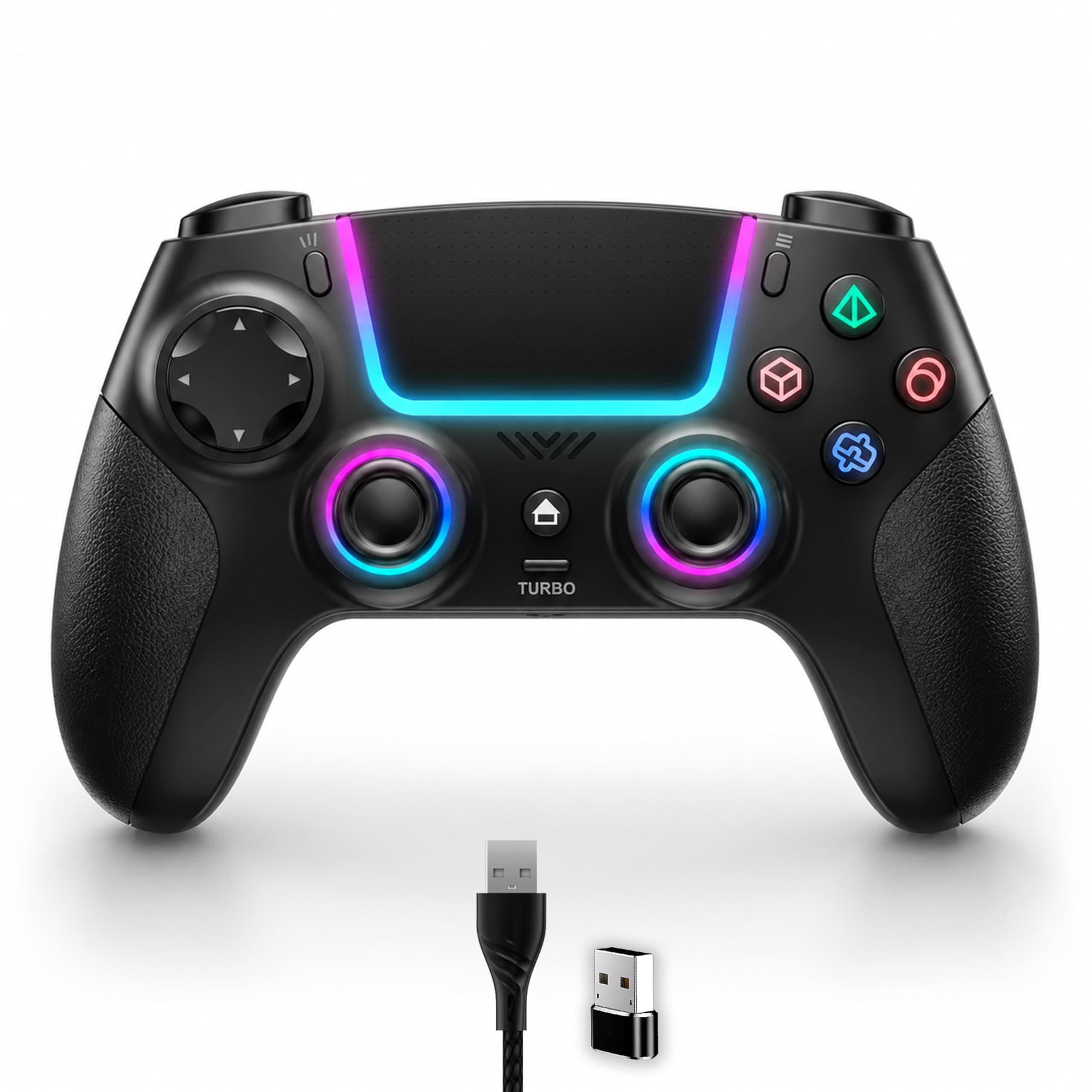 Ant Esports SuperPower Wireless Gaming Controller for PS4,PC,Steam Deck Android,iPhone & Mac|Bluetooth, 2.4G Wireless & USB Connectivity|Turbo, Macro Buttons,RGB Lighting,Touchpad,Motion Control