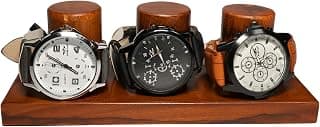 BRIXIE STORE & CO BRIXIE Store & COᵀᴹ Wooden Watches Stand for Three Watch Storage Gifts for Men & Dad Watch Holder, Anniversary, case, display, Handcrafted Organizer for Jewellery,Luxury Sheesham Premium Brown 3 slot