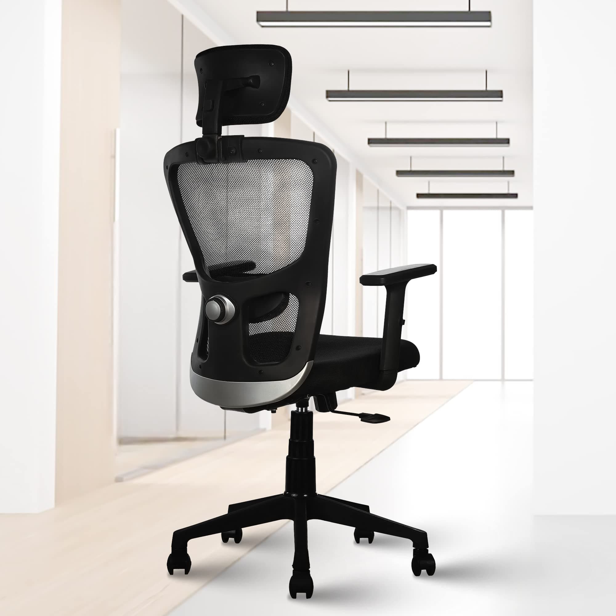 ROSE® Teesla | 3 Years Brand Warranty | Ergonomic Revolving Office Chair with Wheels & Adjustable Height | Comfortable Desk, Study & Laptop Chair for Home, Students & Professionals (Black, HB)