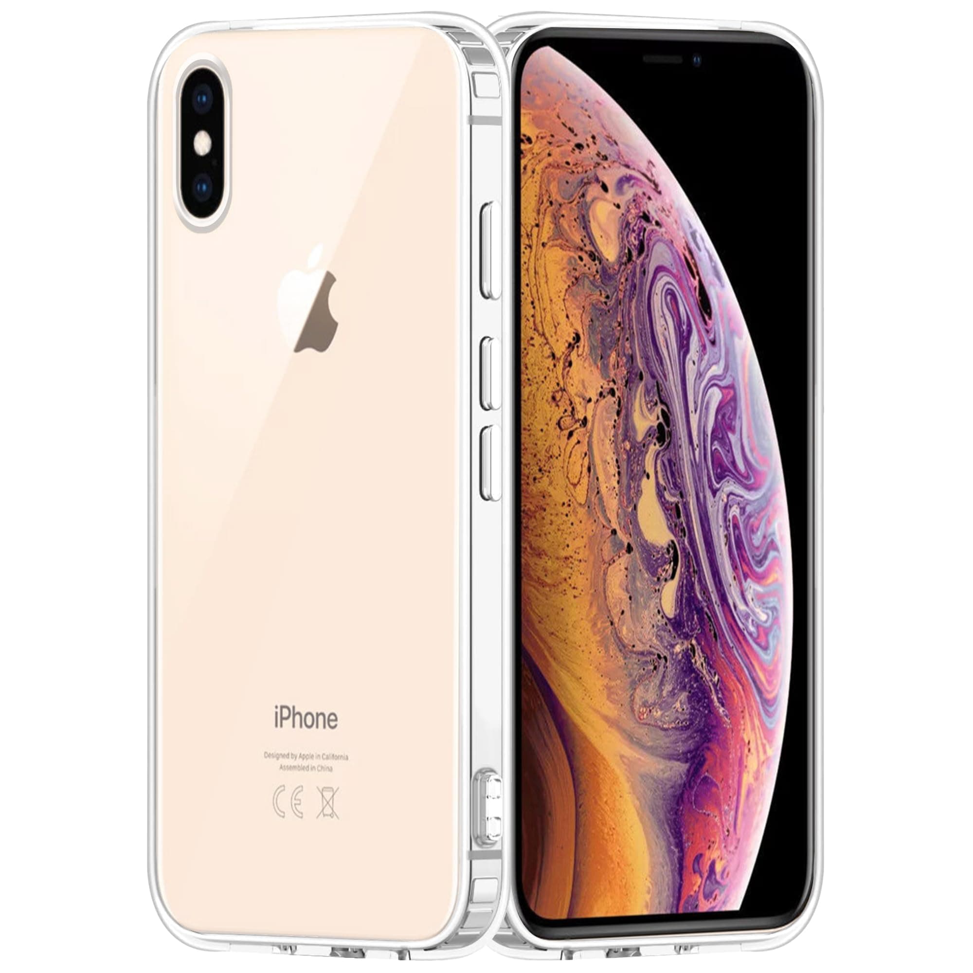 amazon basics Compatible with iPhone Xs Case Cover Transparent Non-Slip Hard PC Shockproof Bumper Protective Back Cover - Clear