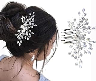 Temperia TEMPERIA Hair Accessories For Women's & Girls - Stylish Artificial Flowers & Crystal Pearls Bun Juda Bridal Brooch for Hairstyle & Decoration - Pins & Clips for Style of Bride (DN108) (White & Silver)