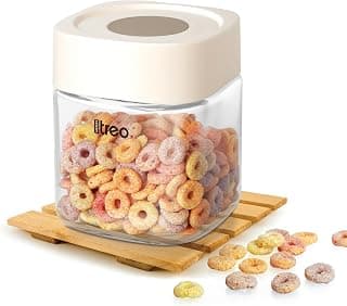 Treo By Milton Linq Jar 750 ml Glass Containers for Kitchen I Airtight, Stackable, Wide Mouth I BPA Free Lids I Food Safe I Refrigerator Safe I High Clarity I For Cereal, Pulses, Dry Fruits