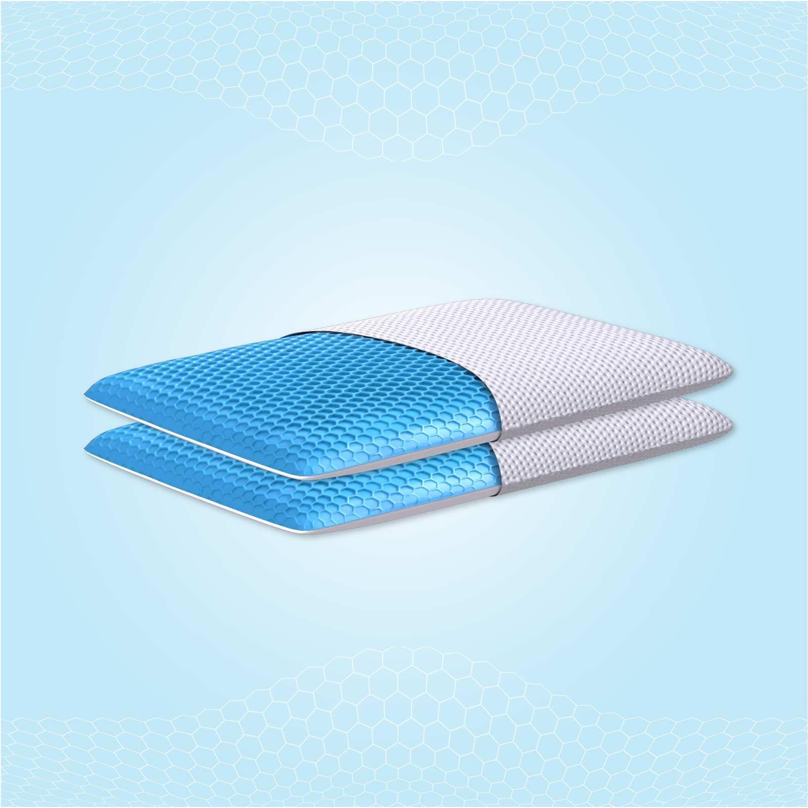The Sleep Company polyester SmartGRID Thin Pillow|for Stomach & Back Sleepers|Neck Pain Relief|Ultra Slim Design|(24" x 15" x 2.25")|Washable Cover|Pack of 2