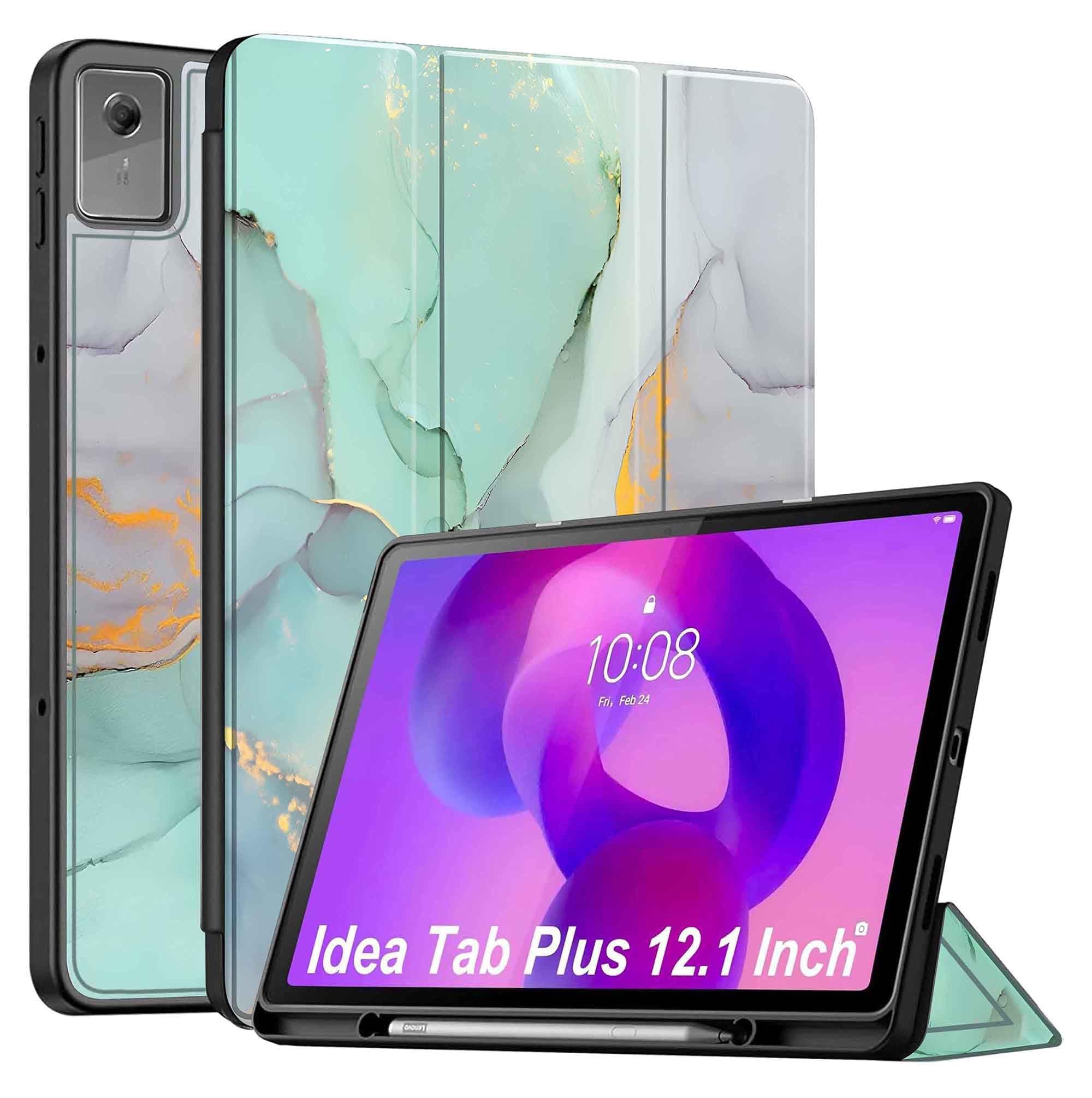 ProElite Cover for Lenovo Idea Tab Plus 12.1 inch 2025 case Cover, Soft Flexible Flip Case Cover for Lenovo Idea Tab Plus 12.1 inch 2025 [Recoil Series] - Marble Green