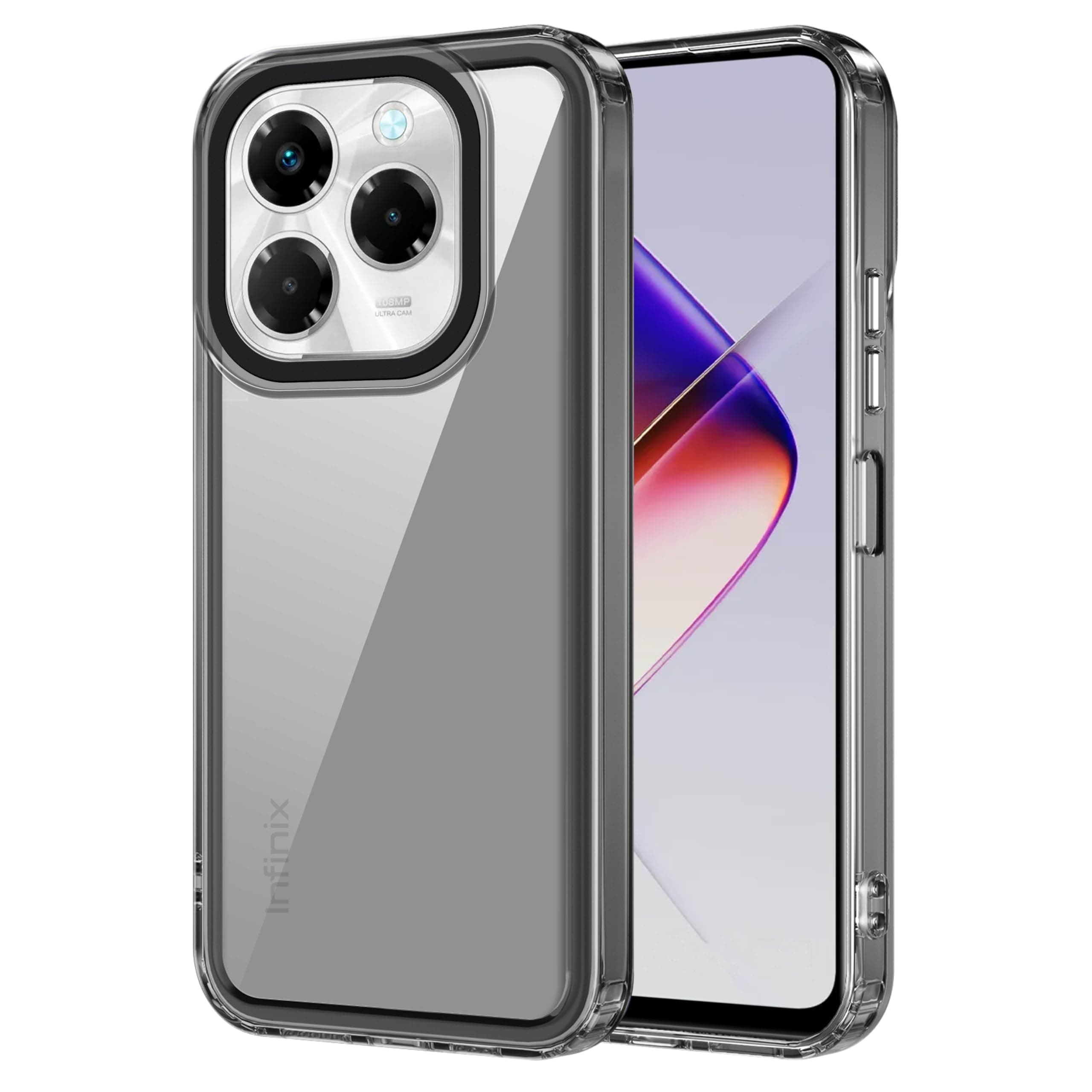 amazon basics Back Case Cover for Infinix Note 40X 5G | Compatible for Infinix Note 40X 5G Back Cover | Case Cover with Camera Protection | (TPU + PC | Translucent Black) | Compatible for Infinix Note 40X 5G