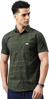 Majestic Man Men Comfort Slim Fit Checked Pure Cotton Half Sleeve Casual Shirt