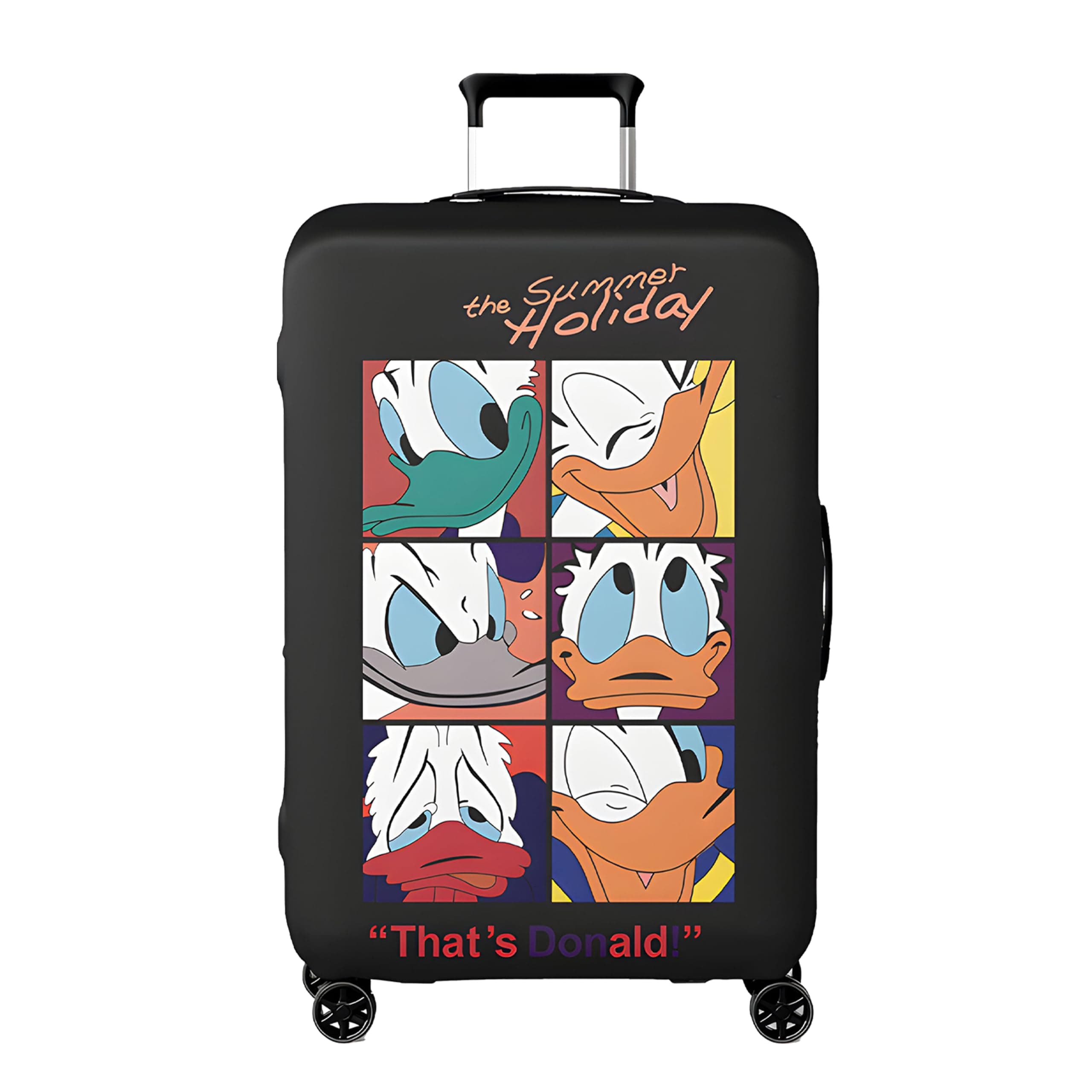 Kraptick Printed Luggage Cover – Suitcase Cover with Double Opening Design, Travel Suitcase Cover for Protection, Protective Elastic Trolley Cover, Travel Bag Cover with Duck Printed Design (Small)
