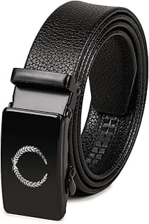 VOGARD Men's Vegan Leather Belt for Men | Formal & Casual | Autolock Buckle,Black | Fit all size upto 40 Inches Waist size