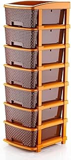 7 XL Plastic Modular Drawer System for Home, Office, Hospital, Parlor, School, Doctors, Home and Kids, Product Dimension When Asembeled (30Cmx37Cmx105Cm) (Chocolate Brown, 7XL)
