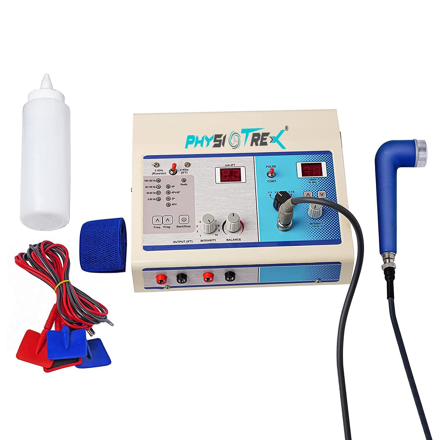 PHYSIOTREX® 2 and 4 Channel Electrotherapy Equipments | Ultrasound Machine for Physiotherapy | Ultrasonic With TENS | With 1 Year Warranty - Random Color (IFT US)