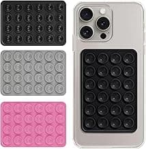 Humble® Suction Phone Sticker Silicone Grip, Sticky Phone Mount, Hands-Free Mobile Holder, Reusable Anti-Slip Stand for Mirror, Glass, Tile, Shower, All Smartphones for Selfies & Videos (Pack of 3)