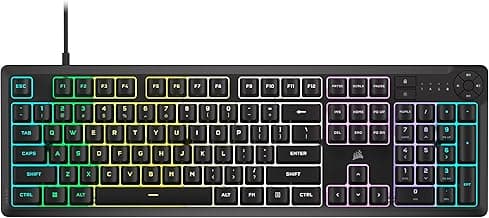 Corsair K55 CORE RGB Gaming Keyboard,Dynamic RGB Backlit Keys,Dust & Spill-Resistant,Six Customizable Macro Keys,Elgato Stream Deck Software Integration,Dedicated Media Keys