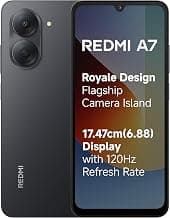 Redmi A7 4G (Black, 3 GB RAM, 64GB Storage) | Large 17.48cm (6.88) Smooth 120Hz Display | 5200mAh 2-Day Battery | Royale Design | Charger in the Box | 17.48cm (6.88) 120Hz Display, 5200mAh 2-Day Battery, Royale Design, Charger in the Box