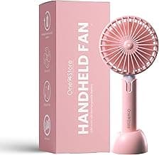 One94Store High Speed Portable USB Hand Fan, 4800 RPM, 1200mAh Rechargeable Battery, Up to 6H Runtime, 3 Speed Modes for Travel, Office & Makeup, Pink – Mini Fan, Hand Fan, Small Fan, USB Fan