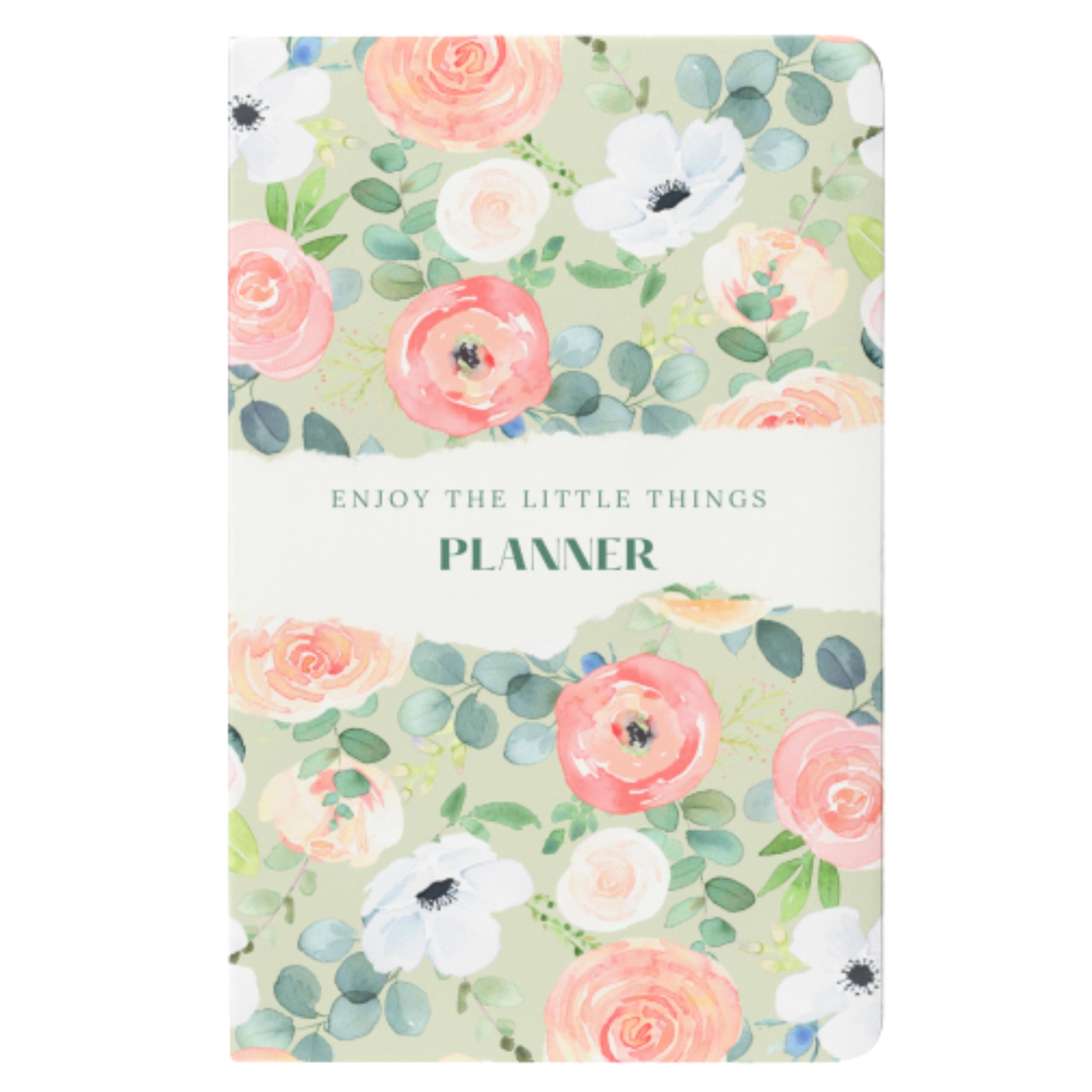 LAURET BLANC 12Months Undated Planner, 12 Monthly Spreads, 52 Weekly Spreads, Habit Tracker, Utility Pages, Paperback (Enjoy The Little Things.)