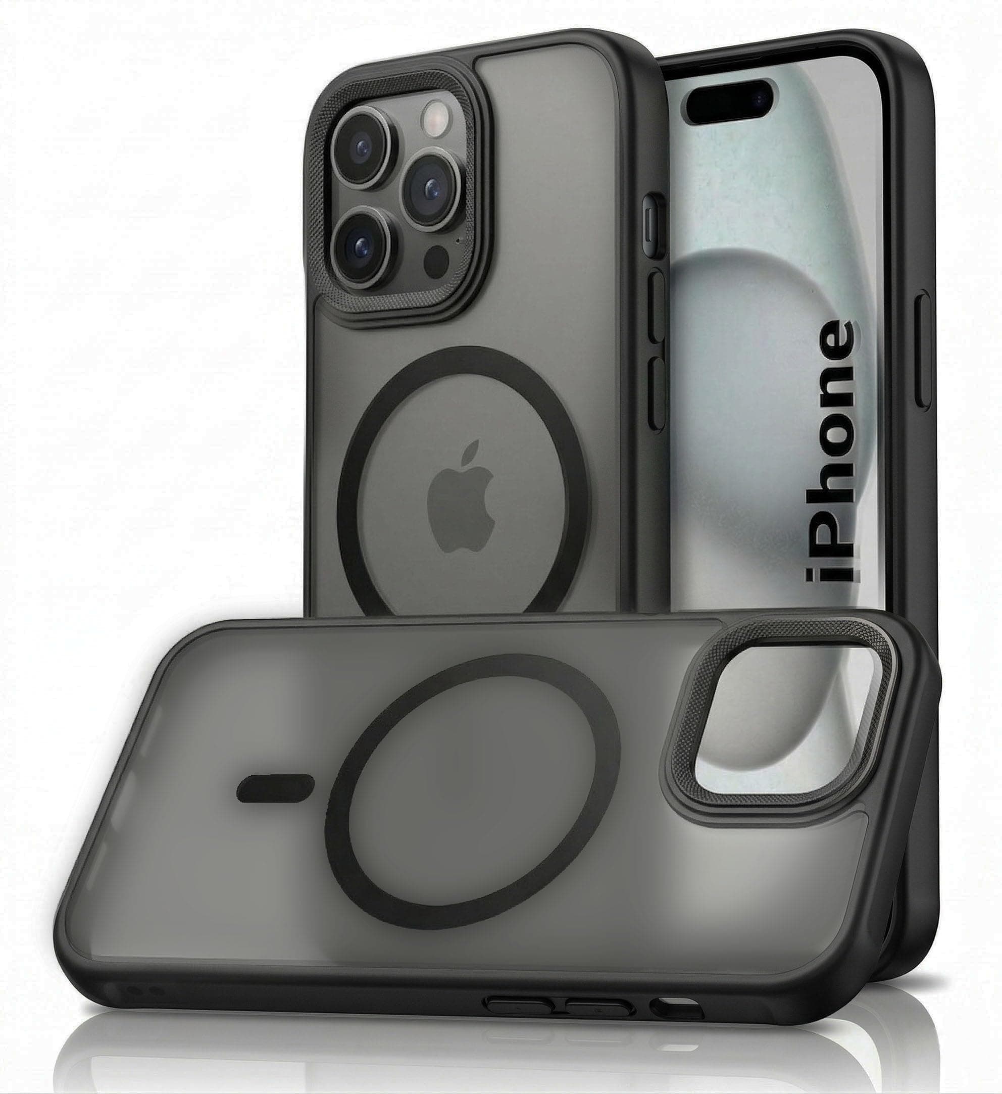 amazon basics for iPhone 16 Pro Case, Compatible with MagSafe, Shockproof Military-Grade Protection, TPU, Magnetic Phone Case for iPhone 16 Pro, Classic Hybrid Case (HaloLock), Frosted Black