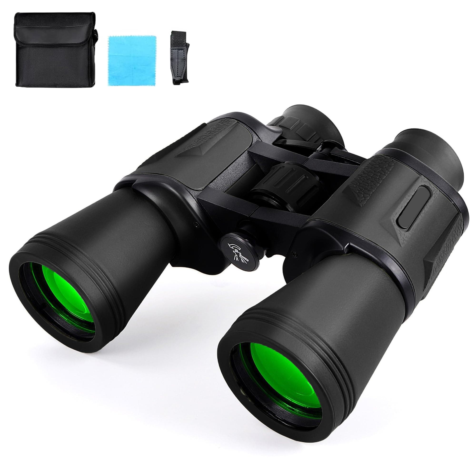 Sounce 10x50 Binoculars for Long Distance | HD Binocular for Adults | BAK4 Prism FMC Green Coated | Bird Watching Wildlife Safari Hiking | Wide Eyepiece Durbin with Pouch (Black)