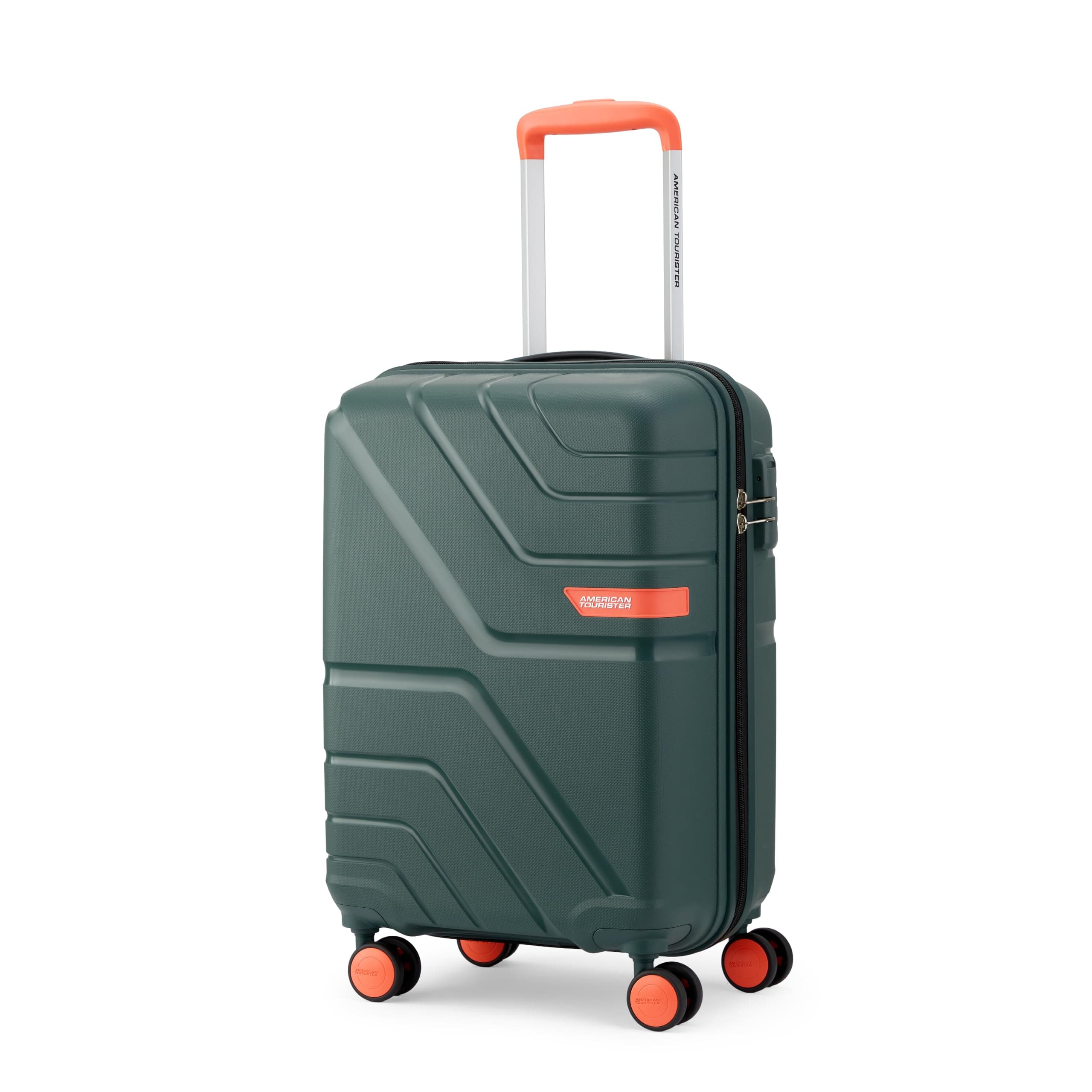American Tourister Upland Sport | Cabin Trolley Bag (55 cm) | 360° 8 Wheel Travel Luggage | Hard Case Polypropylene Suitcase | Mounted Combination Lock | Forest Green