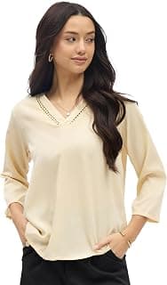 SheWill Printed Top with Contrast Tipping – Stylish Ethnic & Western Tops for Women – Summer Travel Wear, Trendy Tops for Jeans, Lightweight & Comfortable Casual Wear