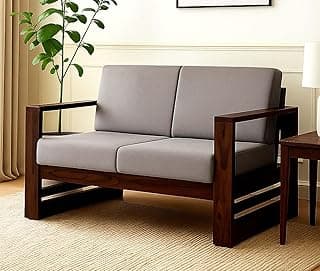 Sheesham Wooden 2 Seater Sofa for Living Room | Solid Wood Sofa Home & Office (Walnut 3)