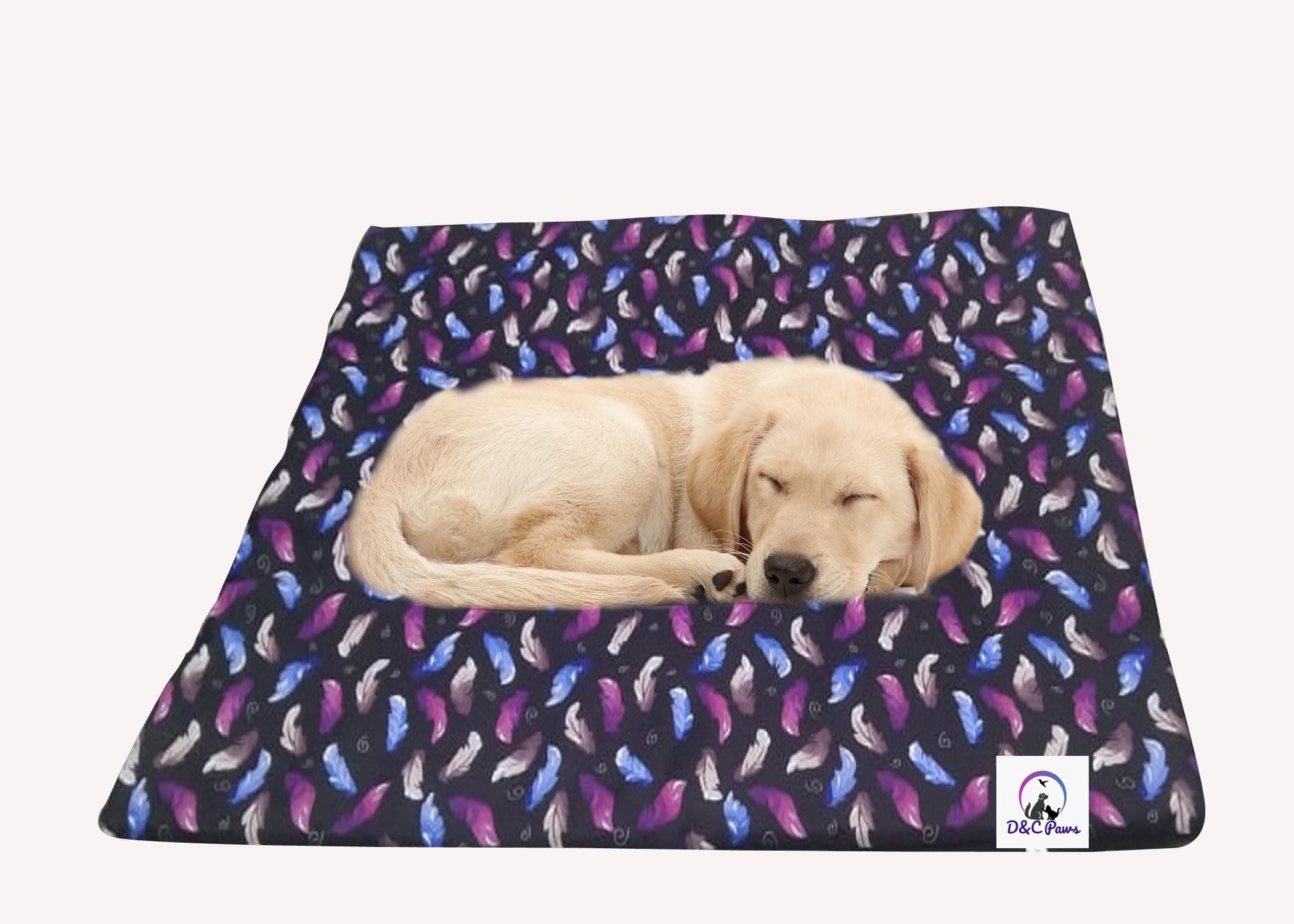 D&C PAWS Pet Antiskid Mattress - 71 x 55 CM Mix Printed Color Ice Silk Antiskid Mattress for Dogs & Cats, Comfort Soft Heat Relief Pressure Blanket, Car Seats, Beds for Summer (Mix Colour Black)