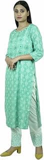 Generic Zara Ladies Fashion Hub Slub Cotton Printed Kurti and Thread Embroidered Pants for Women's & Girls
