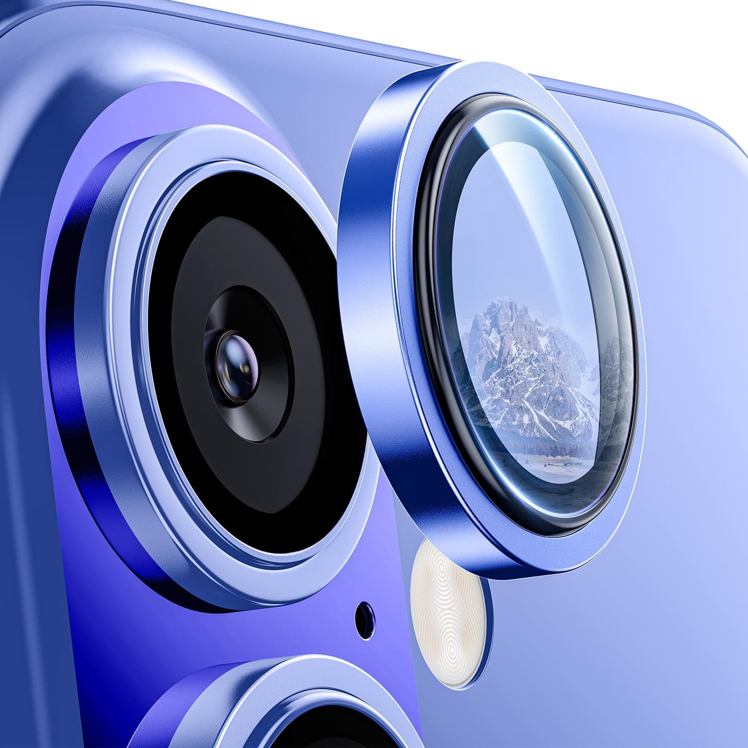 Supershieldz CAM-Guard 3D Camera Lens Protector Ring for iPhone 16 Plus | 16, Keep Original Design and Color, 9H Hardness, Easy Installation - Blue Titanium