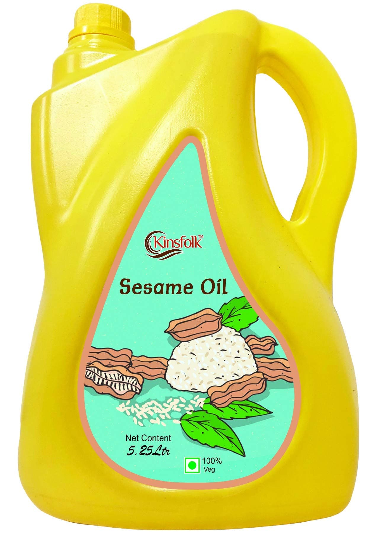 Kinsfolk Cold Pressed Gingelly Sesame Oil | Virgin Chekku Ghani Oil | For Cooking | Tempering | Sauteing | Traditional Recipes | Cold Pressed Sesame Oil | Metal Can | Natural | 5.25 L
