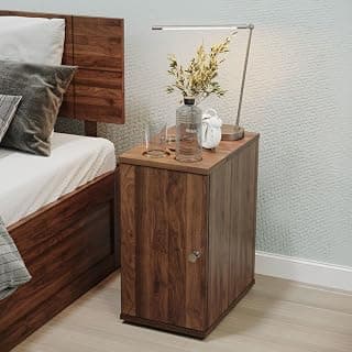 Wakefit Bedside Table| Engineered Wood Side Table with Storage with Single Drawer | 1 Year Warranty | - Tinker - Columbian Walnut