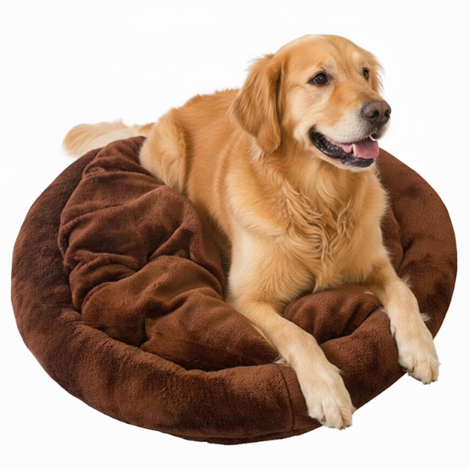 UNIQUE PET COLLECTION Round Donut Pet Bed for Cats and Puppies Dogs, Cozy and Plush,Both Sides Use Like 2 in One, Washable, Sizes for Small, Medium, and Large Pets (Coffee, L)
