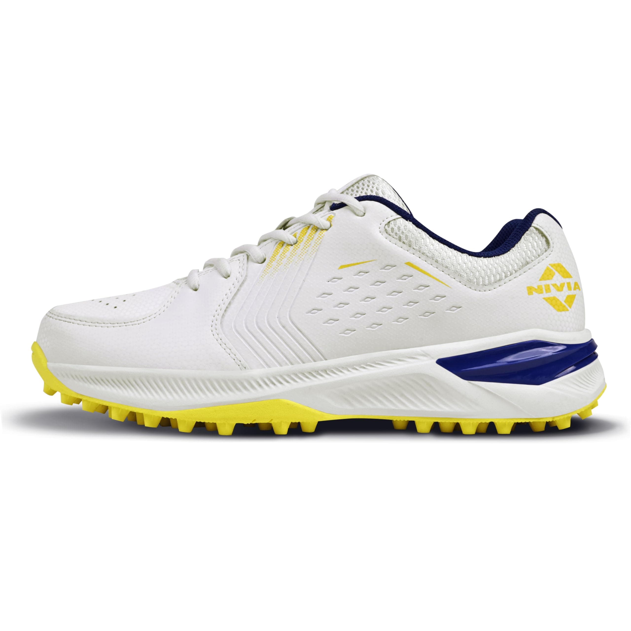 Nivia Crick 500.1.0 Cricket Shoes, Mesh & PVC Upper, Duofoam Cushioning, Full Stud Rubber Outsole, Heel Stability, All-Day Comfort, Neutral Arch for Every Play
