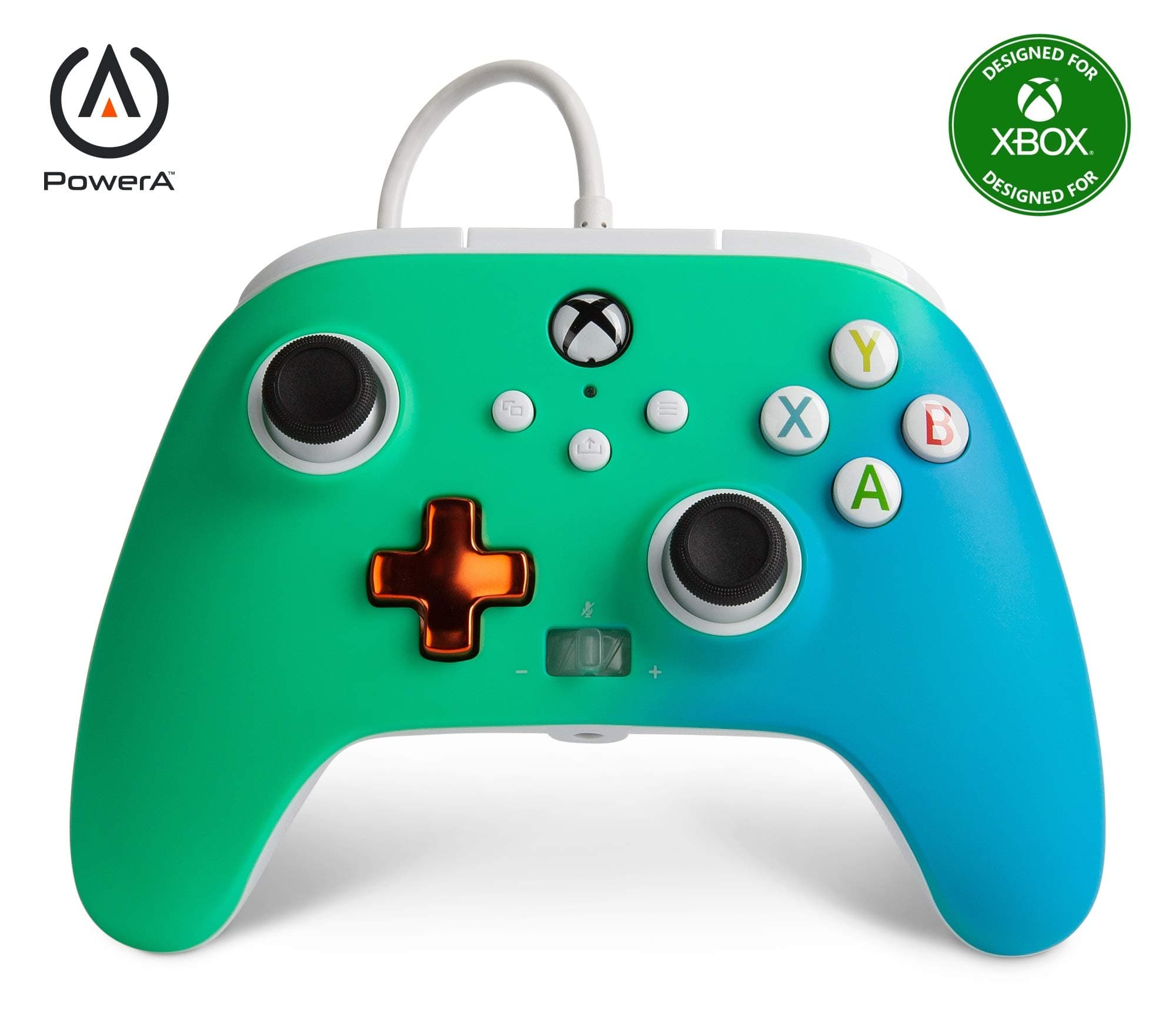 PowerA Enhanced Wired Gaming Controller for Xbox Series X/S, Xbox One, PC, Windows 10/11, Seafoam Fade, Green/Blue (Officially Licensed)