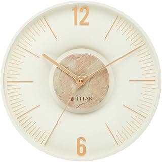 Titan Earth Flare Wall Clock with Off-White Dial, 3D Raised Indices, Silent Sweep, Model W0093PA03 | 32 cm x 32 cm x 2.7 cm